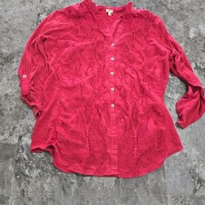 Womens Reba Button Down Long Sleeve Blouse Size Large